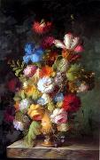 unknow artist, Floral, beautiful classical still life of flowers.02